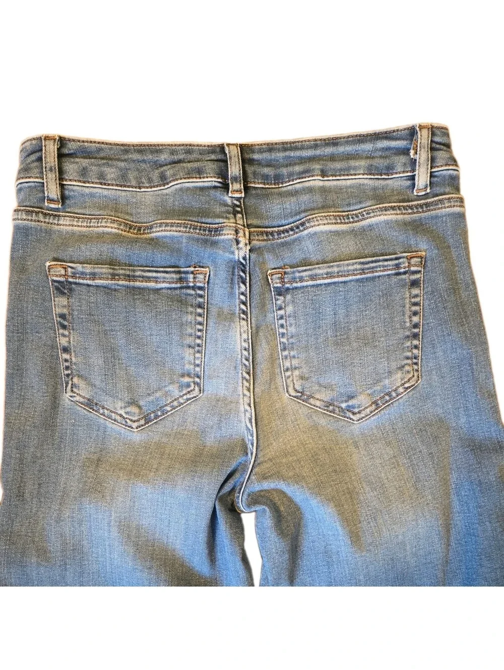 J Jill High Rise Full Leg Crop Medium Wash Jean Sz 4 Wide Leg Boho Womens